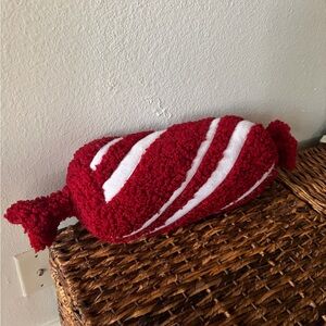 Pottery Barn Red and White Peppermint Candy Pillow
